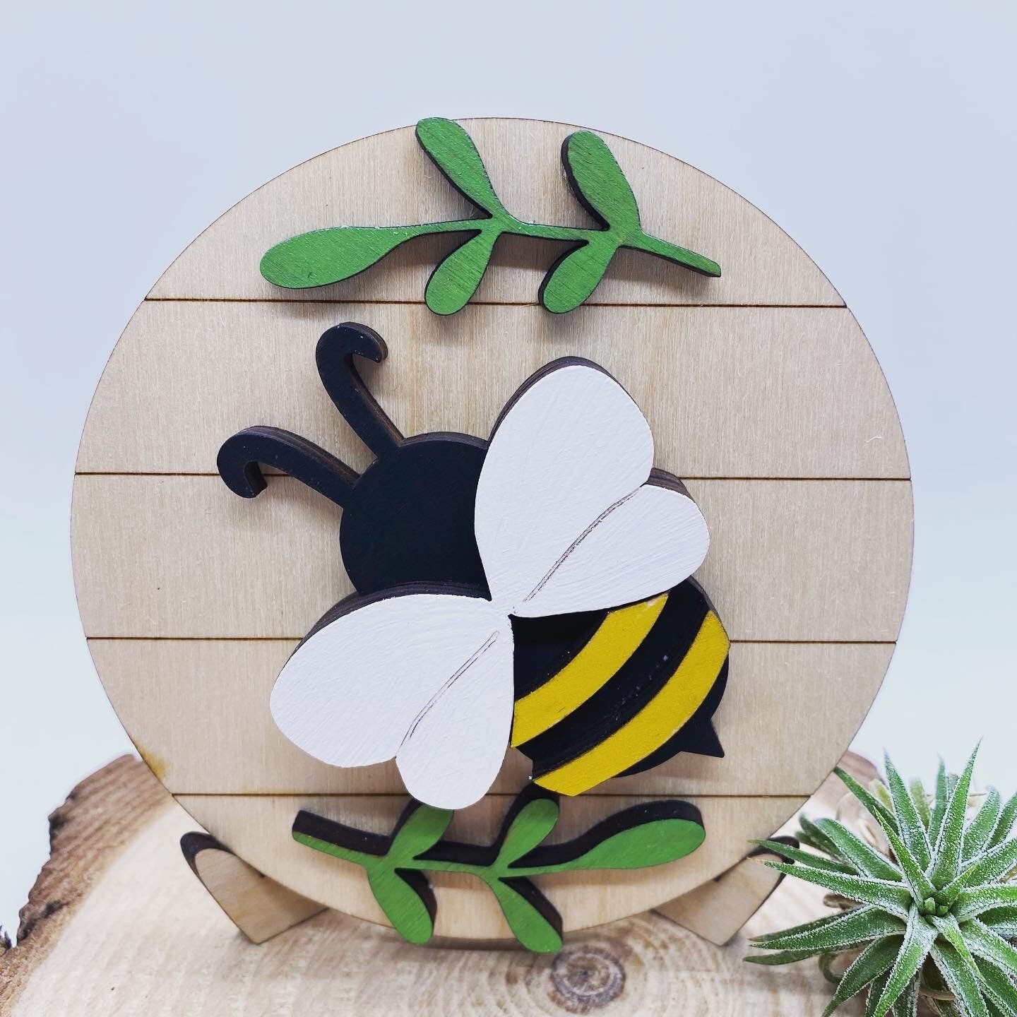 Bumble Bee Wood Signs. Farmhouse Decor. Tiered Tray Decor. 