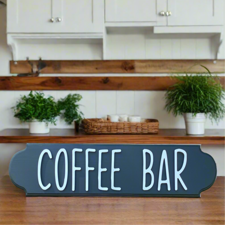 Black and White Wood Coffee Bar Sign