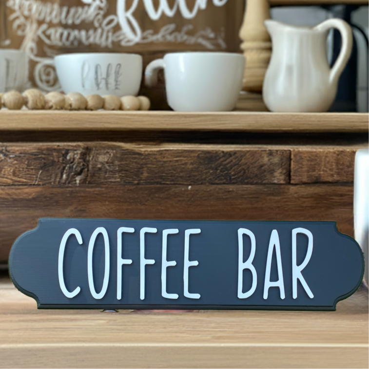 Black and White Wood Coffee Bar Sign