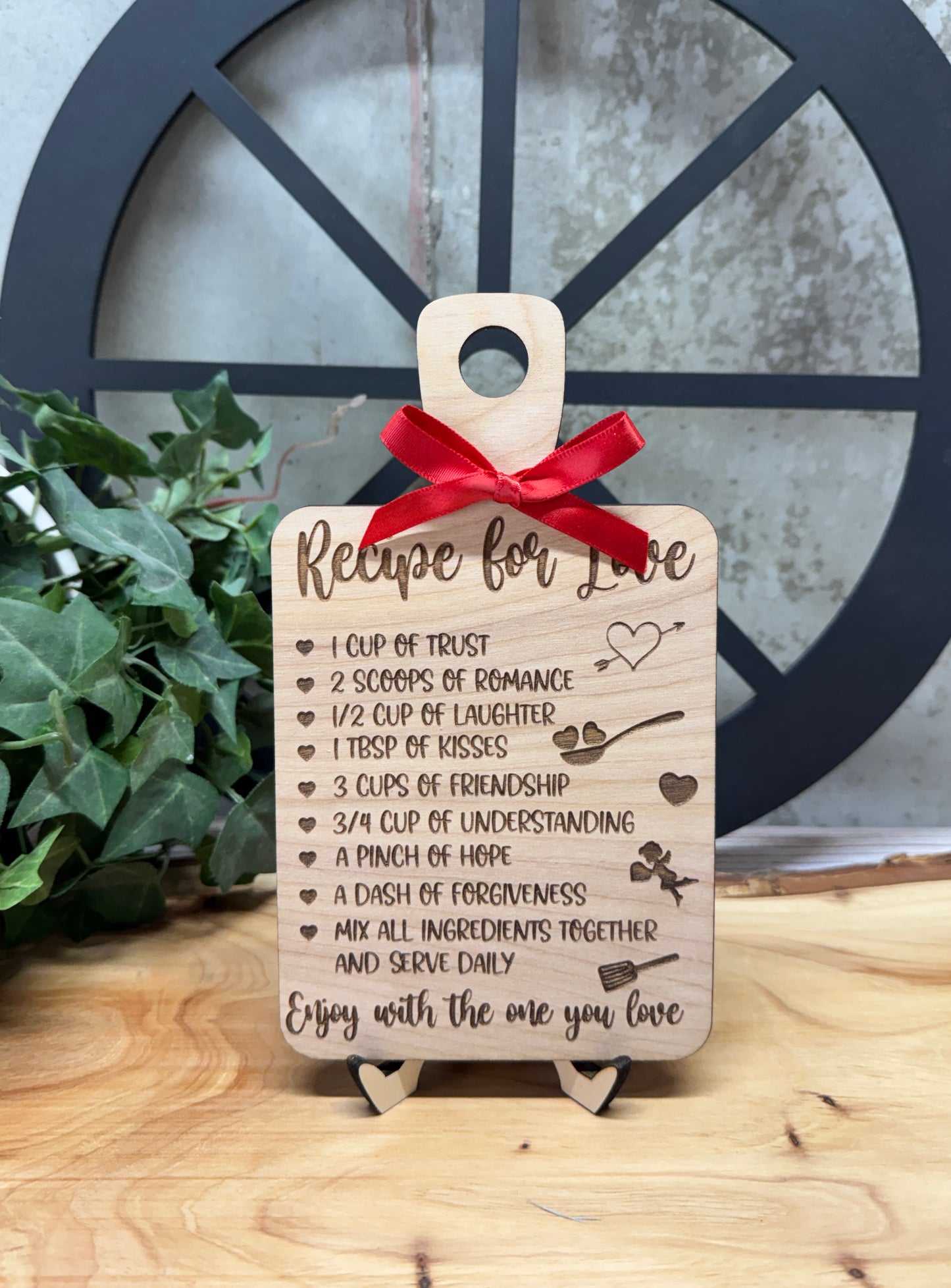 Recipe for Love Valentine’s Sign – Laser Engraved Wooden Decor