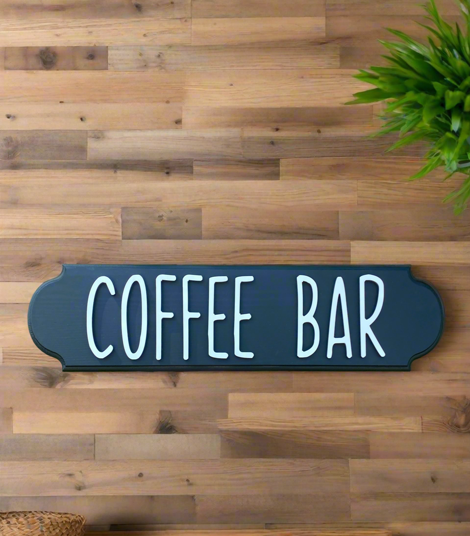 Black and White Wood Coffee Bar Sign