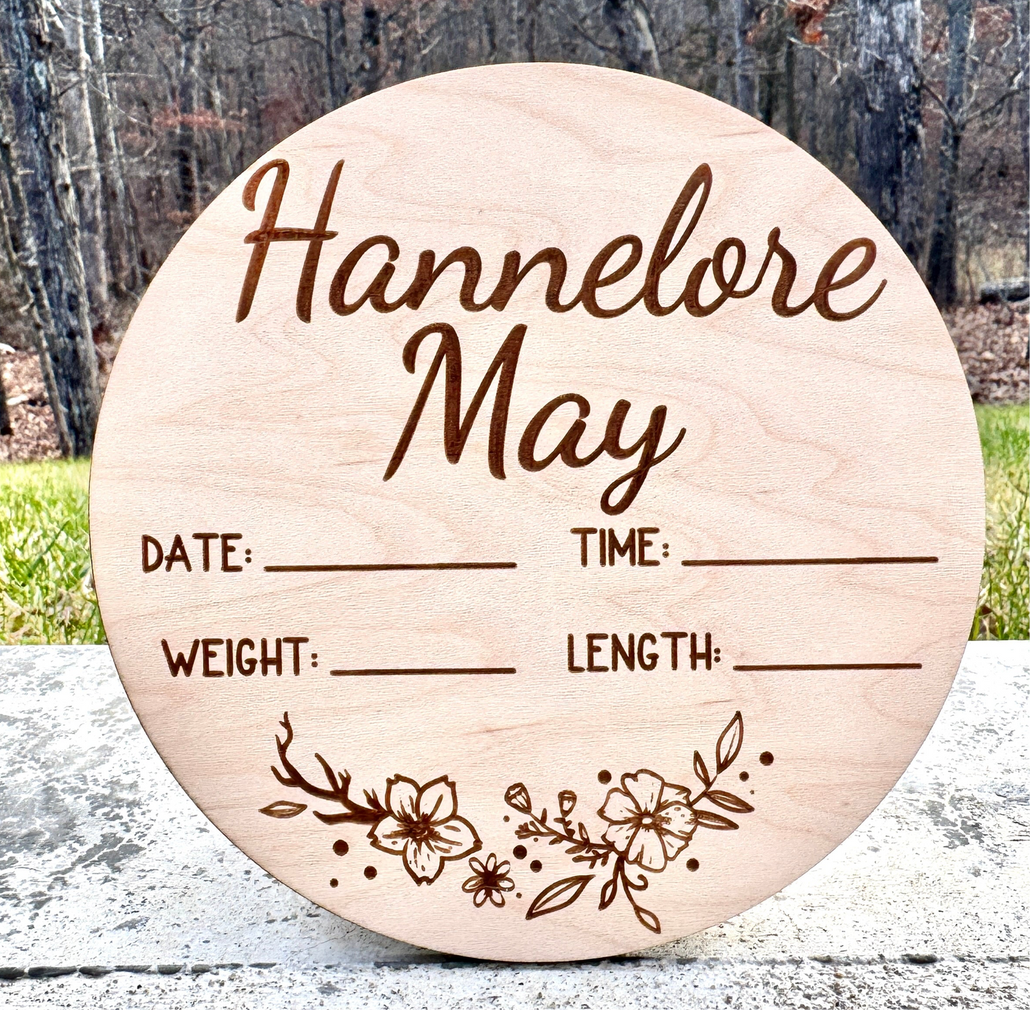 Personalized Wood Engraved Baby Announcement, New Arrival Baby Announcement, Baby Milestone, Hello World Baby Stats