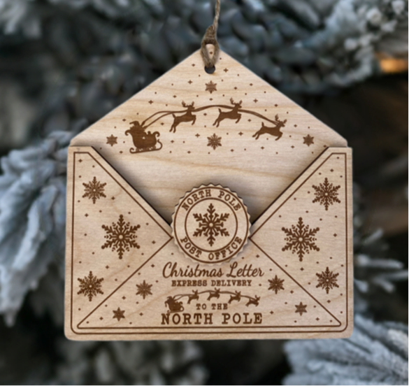 Wooden Envelope Ornament for Christmas Lists