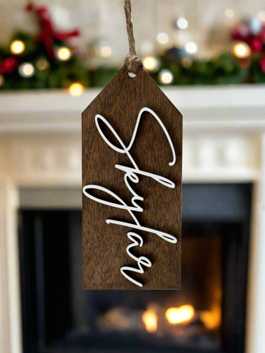 Custom Wood Christmas Stocking Tags