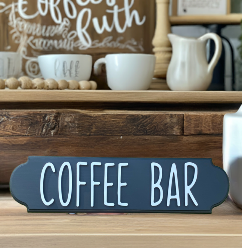 Black and White Wood Coffee Bar Sign