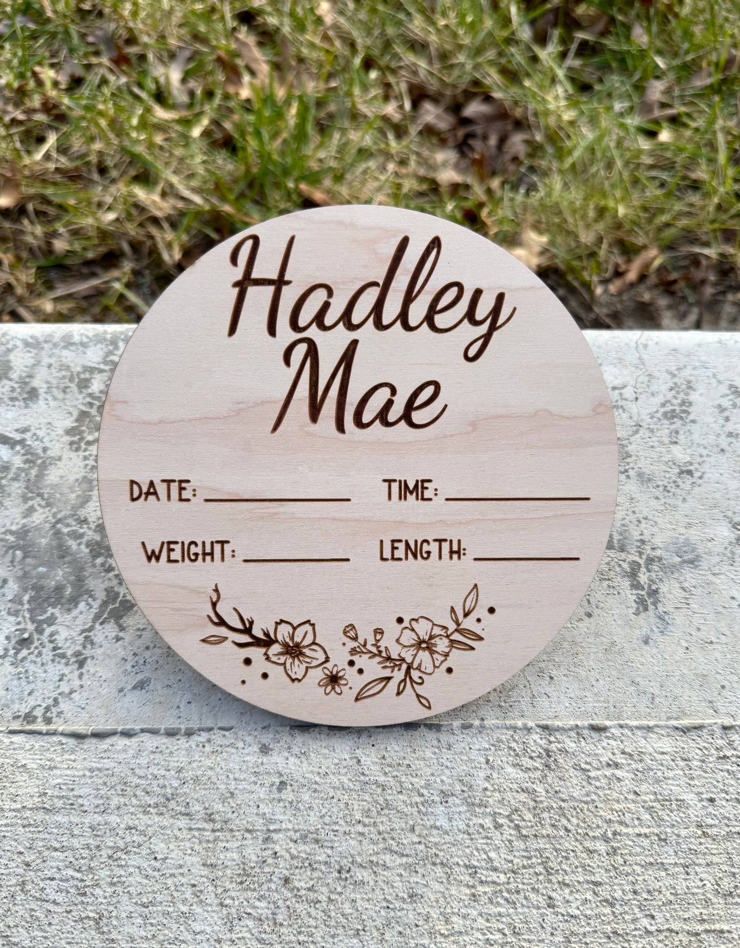 Personalized Wood Engraved Baby Announcement, New Arrival Baby Announcement, Baby Milestone, Hello World Baby Stats