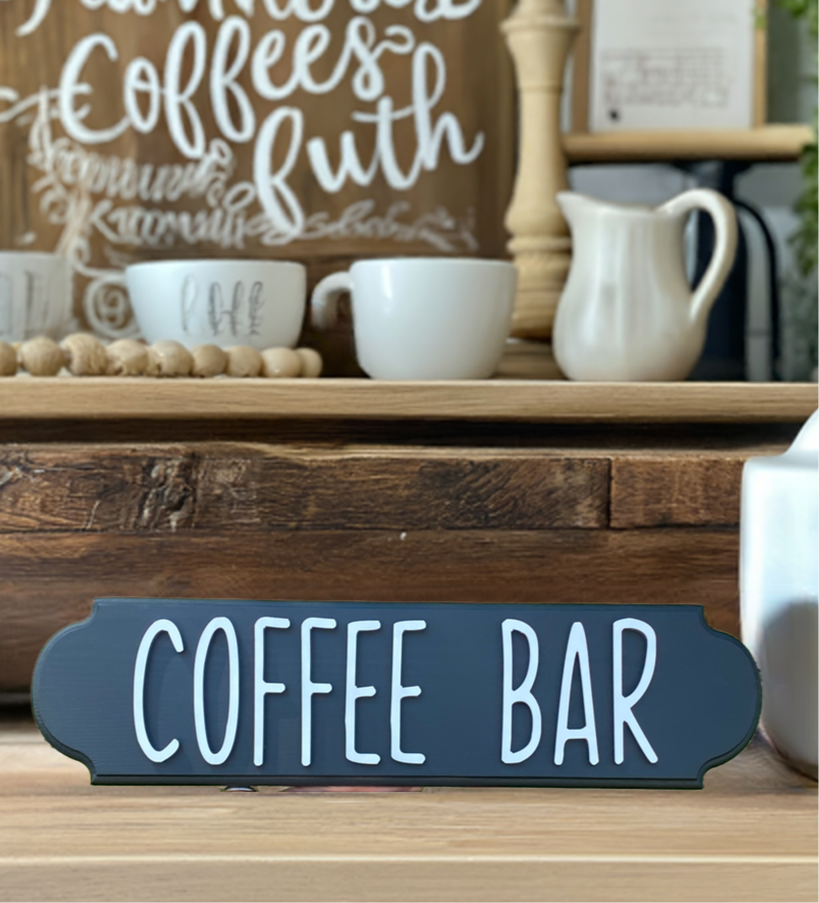 Black and White Wood Coffee Bar Sign