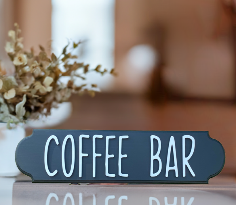 Black and White Wood Coffee Bar Sign