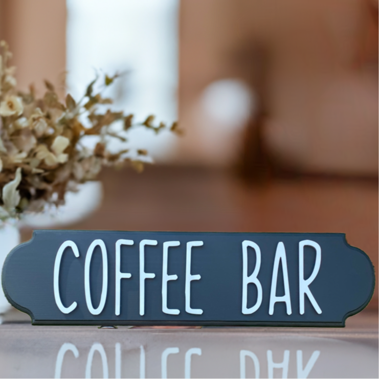 Black and White Wood Coffee Bar Sign