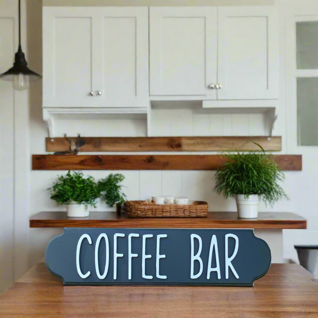 Black and White Wood Coffee Bar Sign