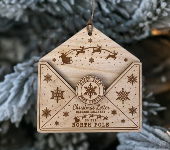 Wooden Envelope Ornament for Christmas Lists