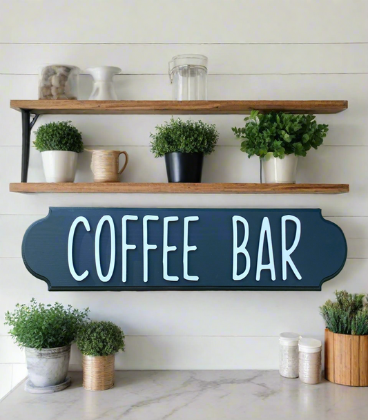 Black and White Wood Coffee Bar Sign