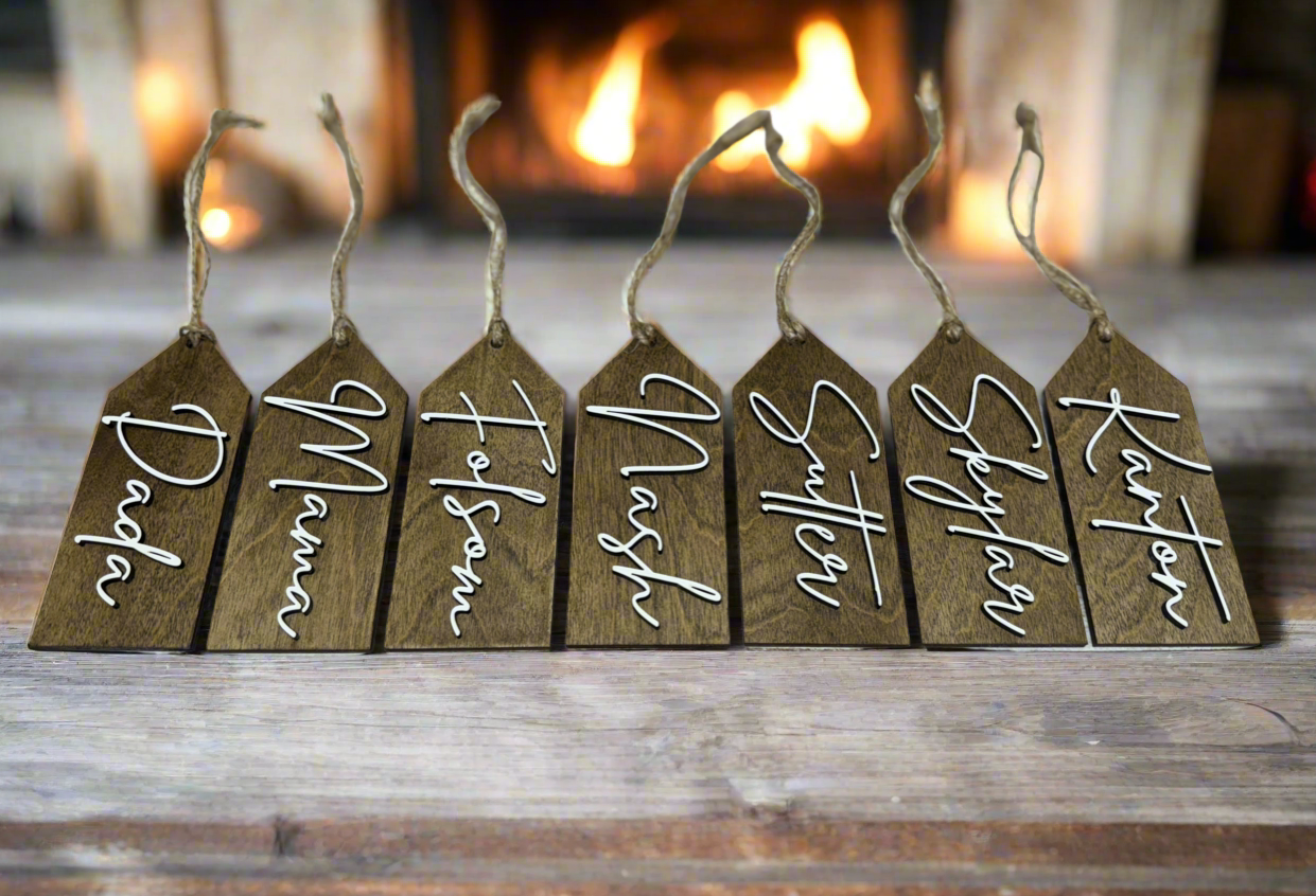 Custom Wood Christmas Stocking Tags