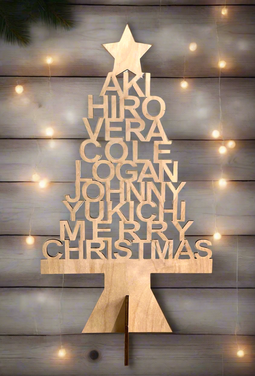 Wooden Family Christmas Tree