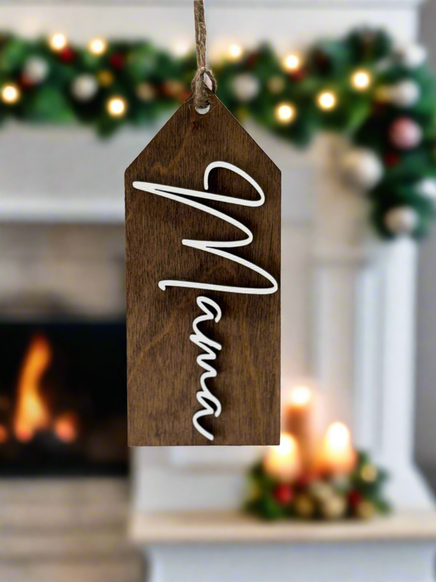 Custom Wood Christmas Stocking Tags