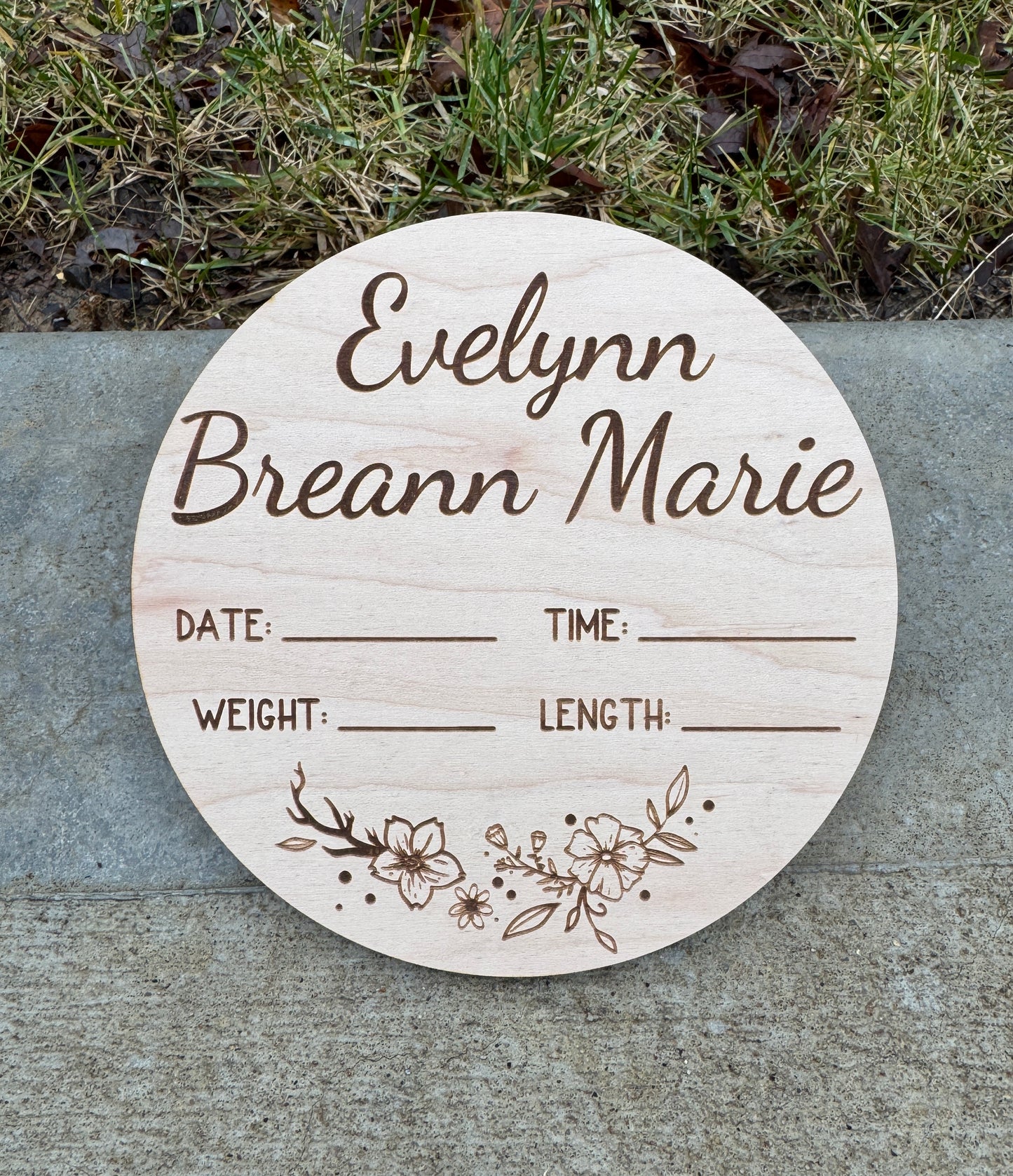 Personalized Wood Engraved Baby Announcement, New Arrival Baby Announcement, Baby Milestone, Hello World Baby Stats