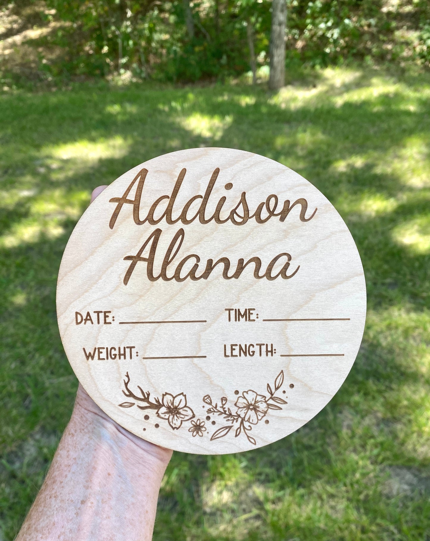 Personalized Wood Engraved Baby Announcement, New Arrival Baby Announcement, Baby Milestone, Hello World Baby Stats