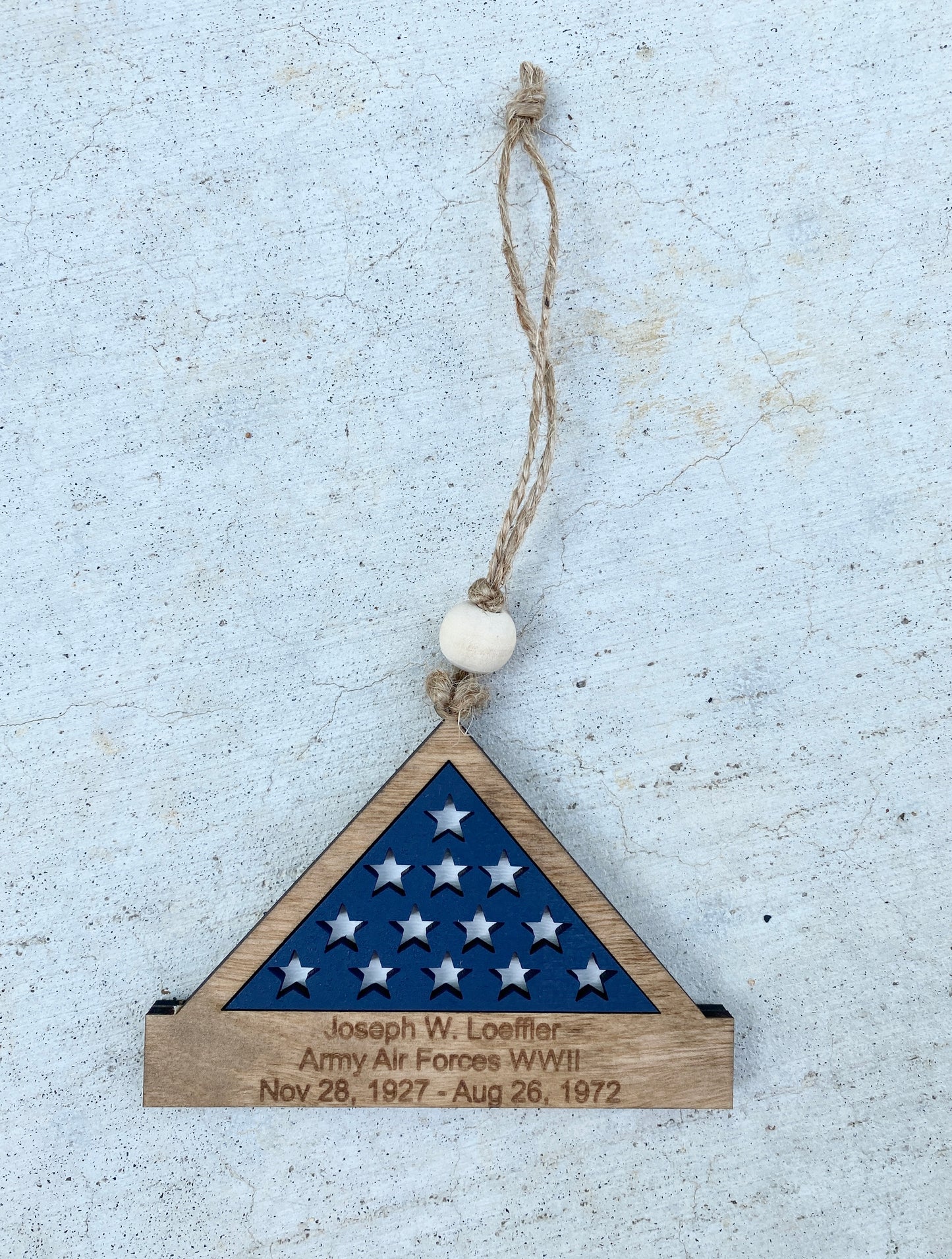 Personalized Military Folded Flag Veteran Memorial Ornament