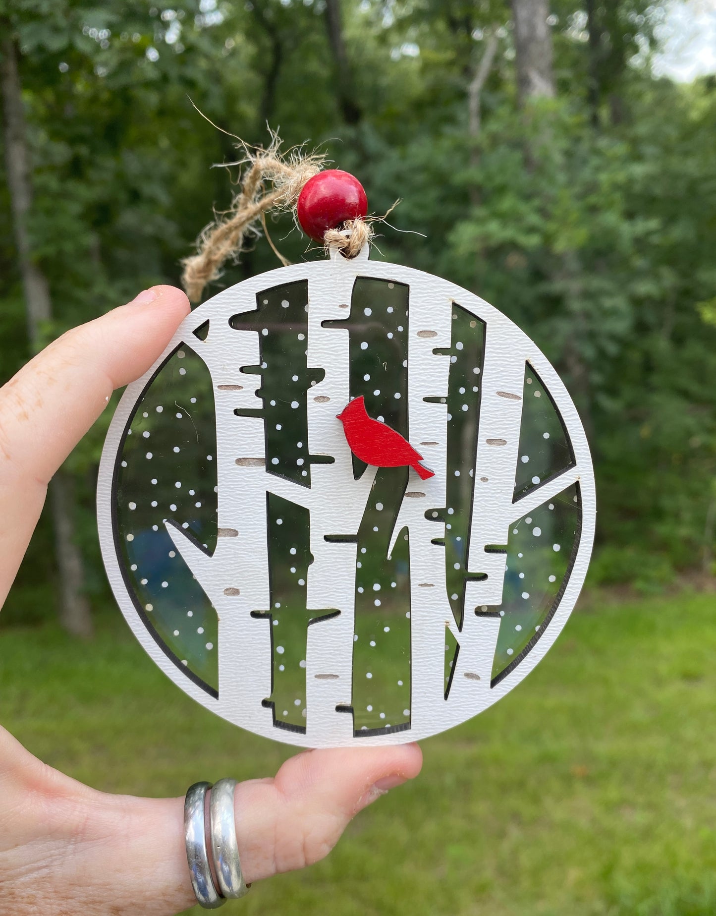 Red Cardinal Snowy Woods Forest Ornament