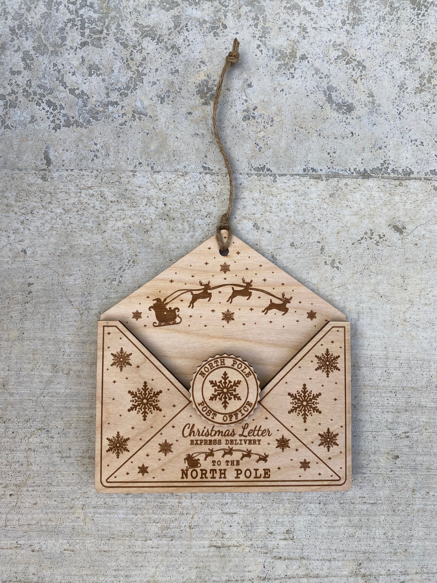 Wooden Envelope Ornament for Christmas Lists