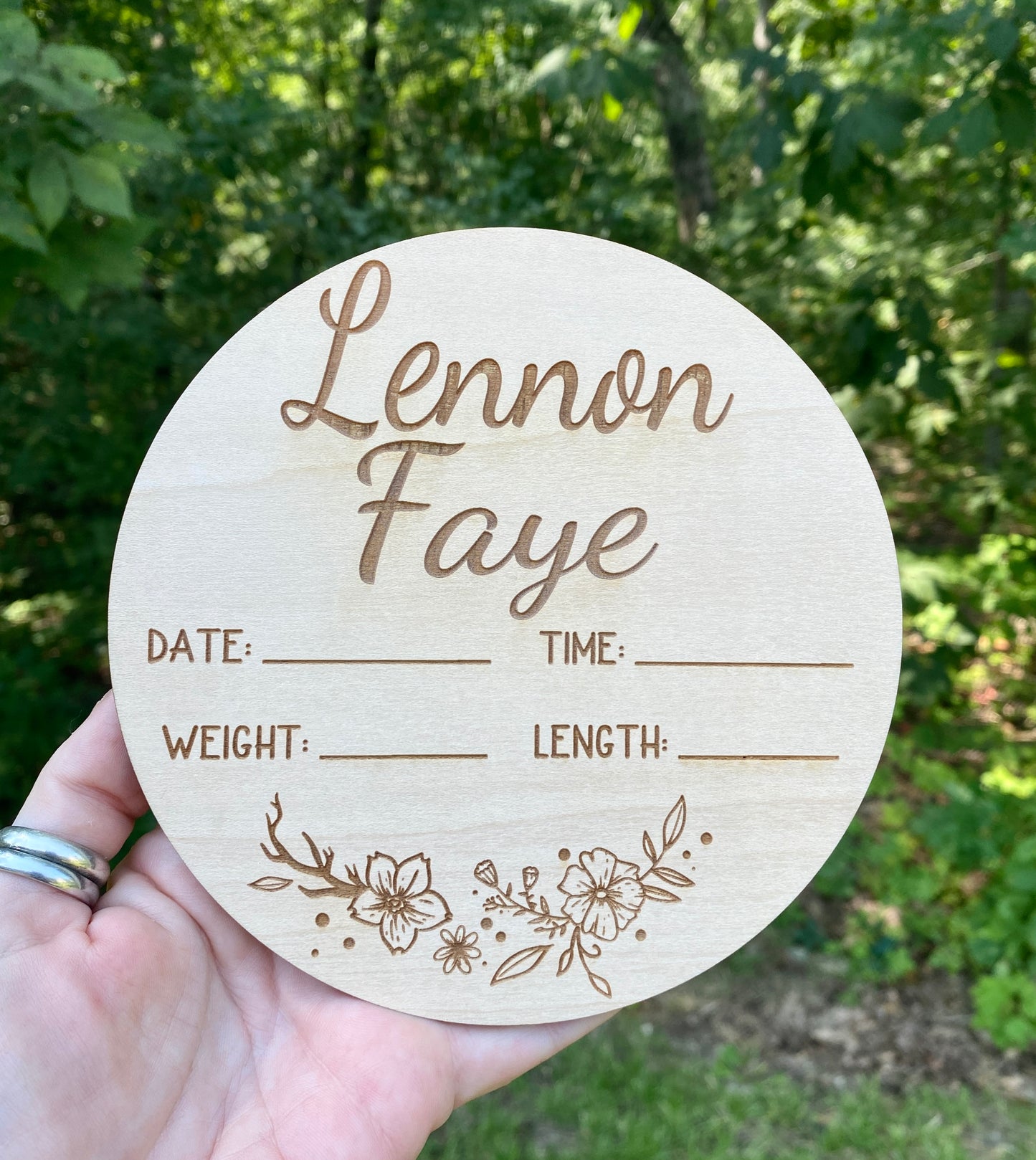 Personalized Wood Engraved Baby Announcement, New Arrival Baby Announcement, Baby Milestone, Hello World Baby Stats