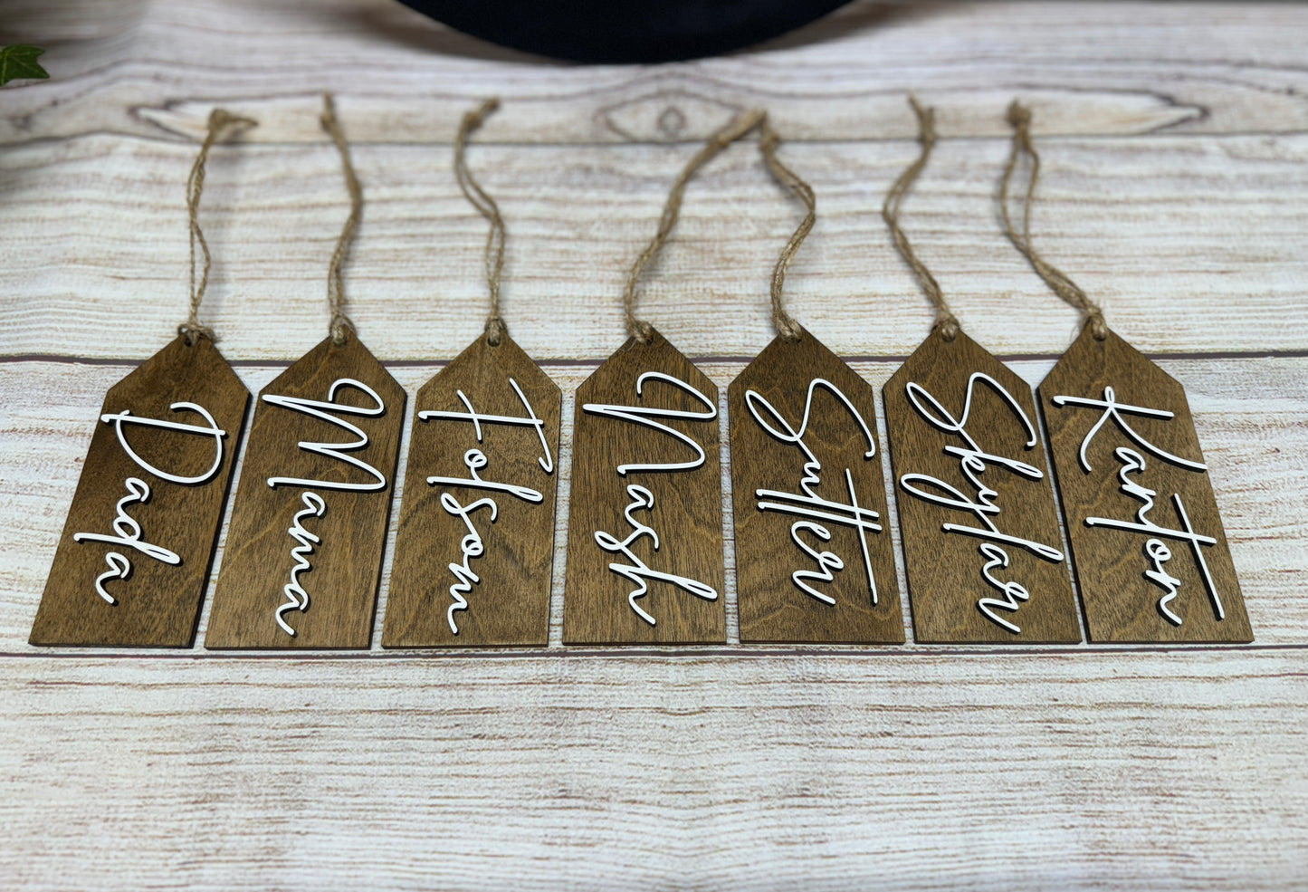 Custom Wood Christmas Stocking Tags