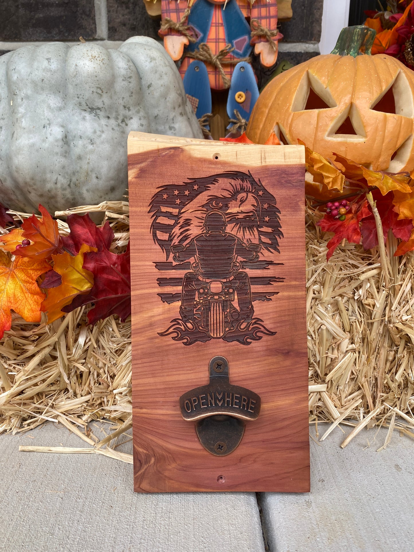 Biker Cedar Bottle Opener