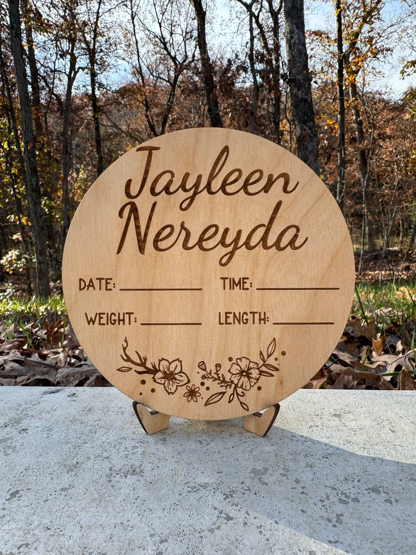 Personalized Wood Engraved Baby Announcement, New Arrival Baby Announcement, Baby Milestone, Hello World Baby Stats