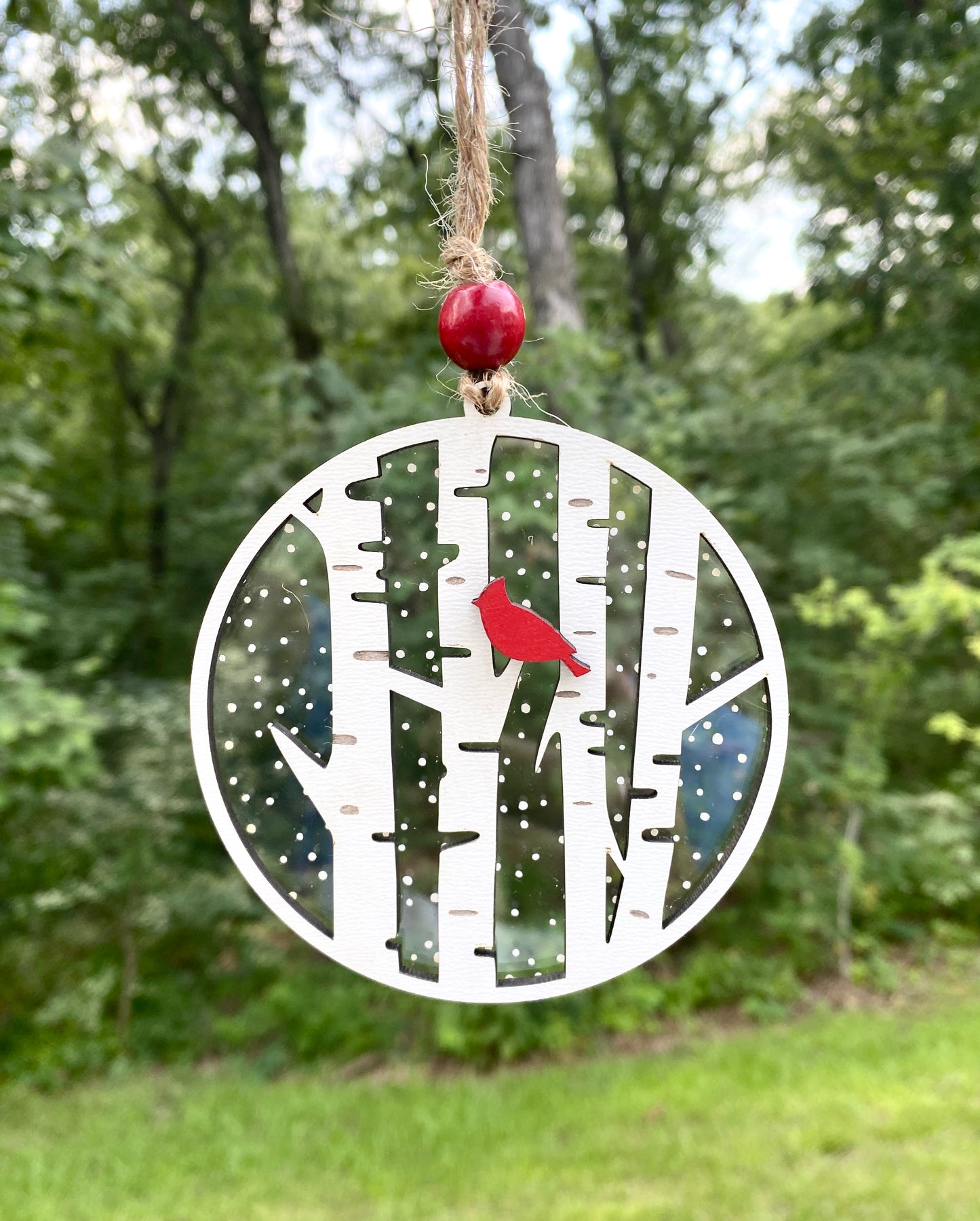 Red Cardinal Snowy Woods Forest Ornament