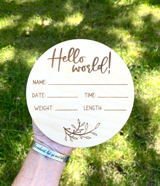 Wood Engraved Baby Announcement, 6” Wood Baby Announcement, New Arrival Baby Announcement, Baby Milestone, Hello World Baby Stats