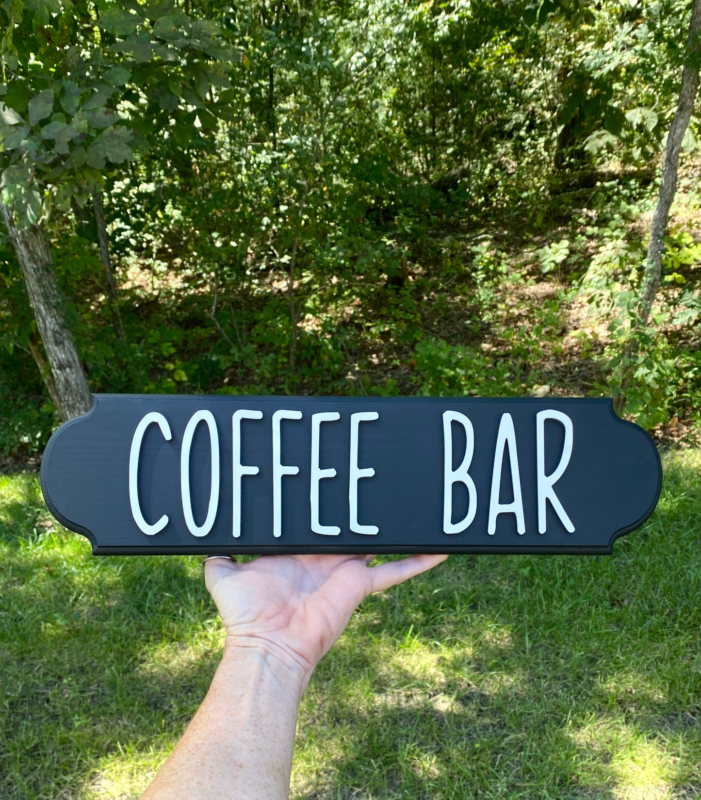 Black and White Wood Coffee Bar Sign