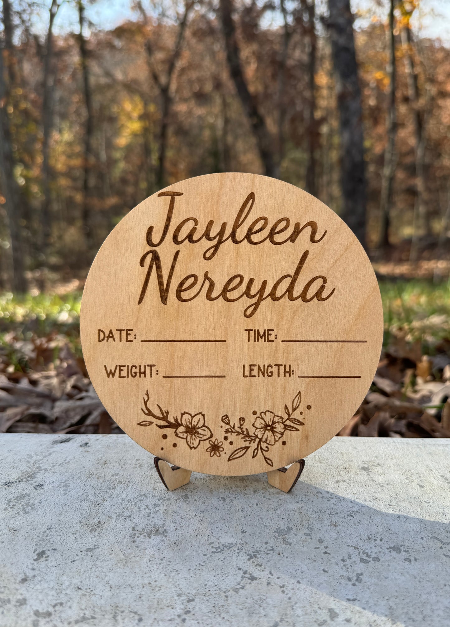 Personalized Wood Engraved Baby Announcement, New Arrival Baby Announcement, Baby Milestone, Hello World Baby Stats