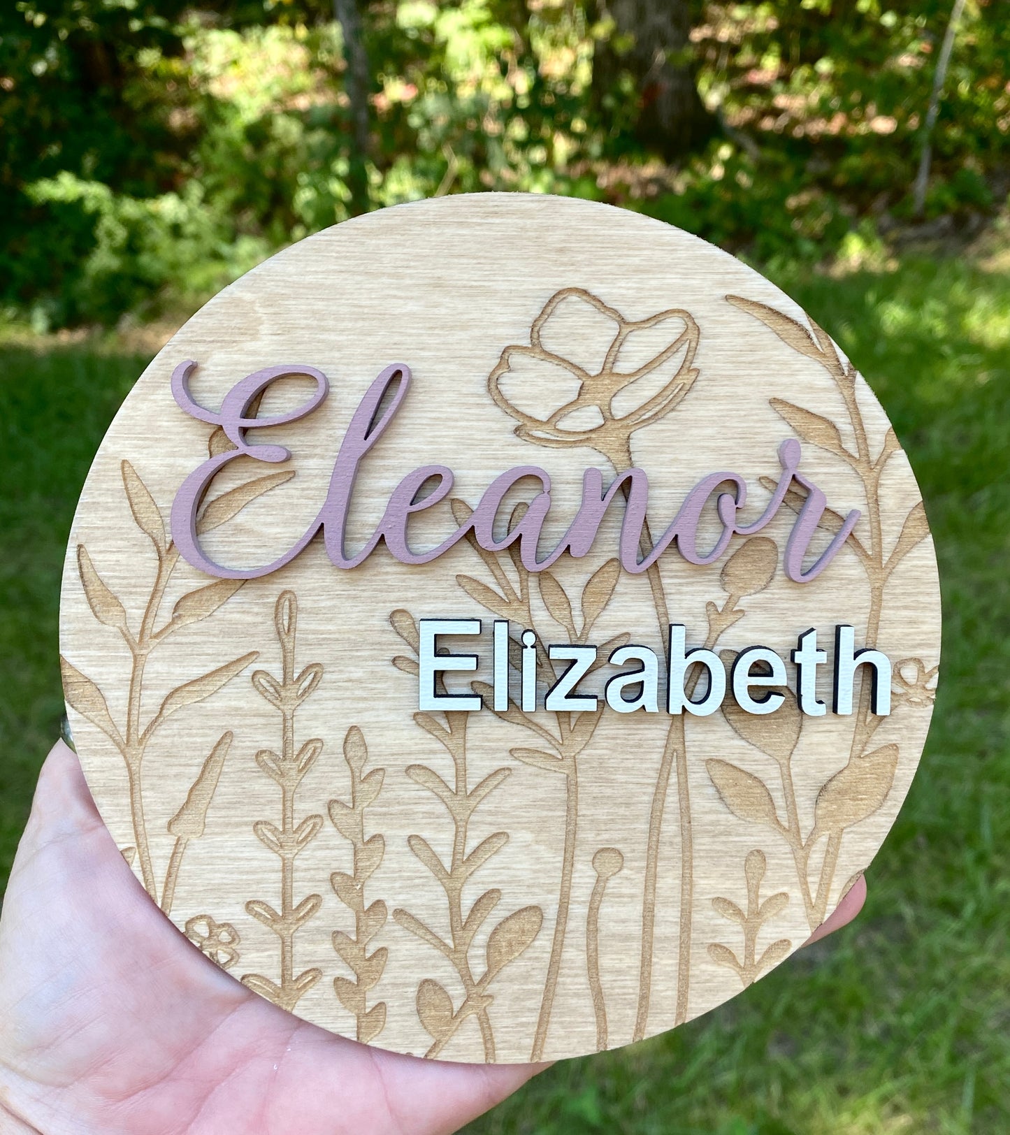 Personalized Wildflower Baby Name Announcement Sign