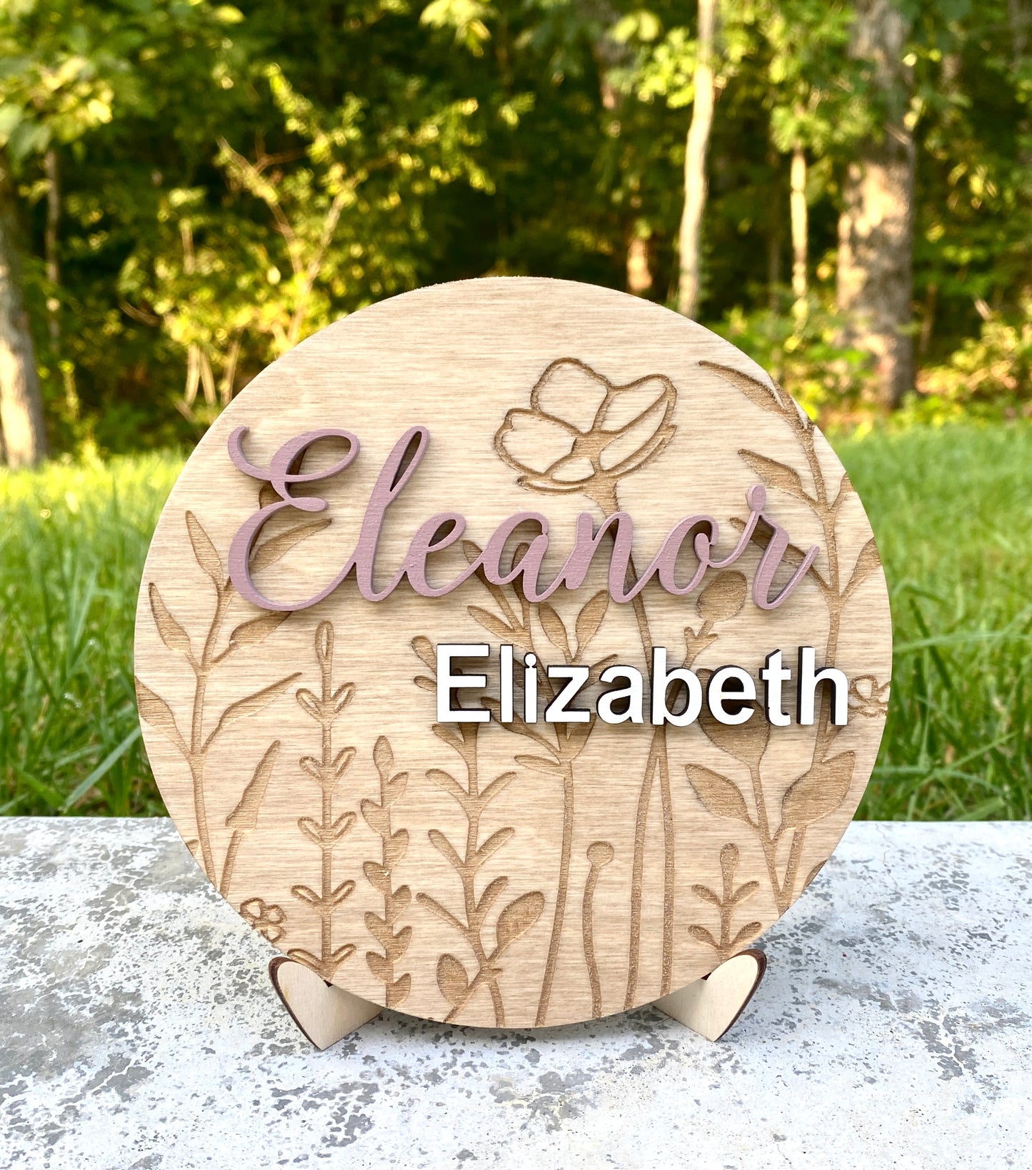 Personalized Wildflower Baby Name Announcement Sign