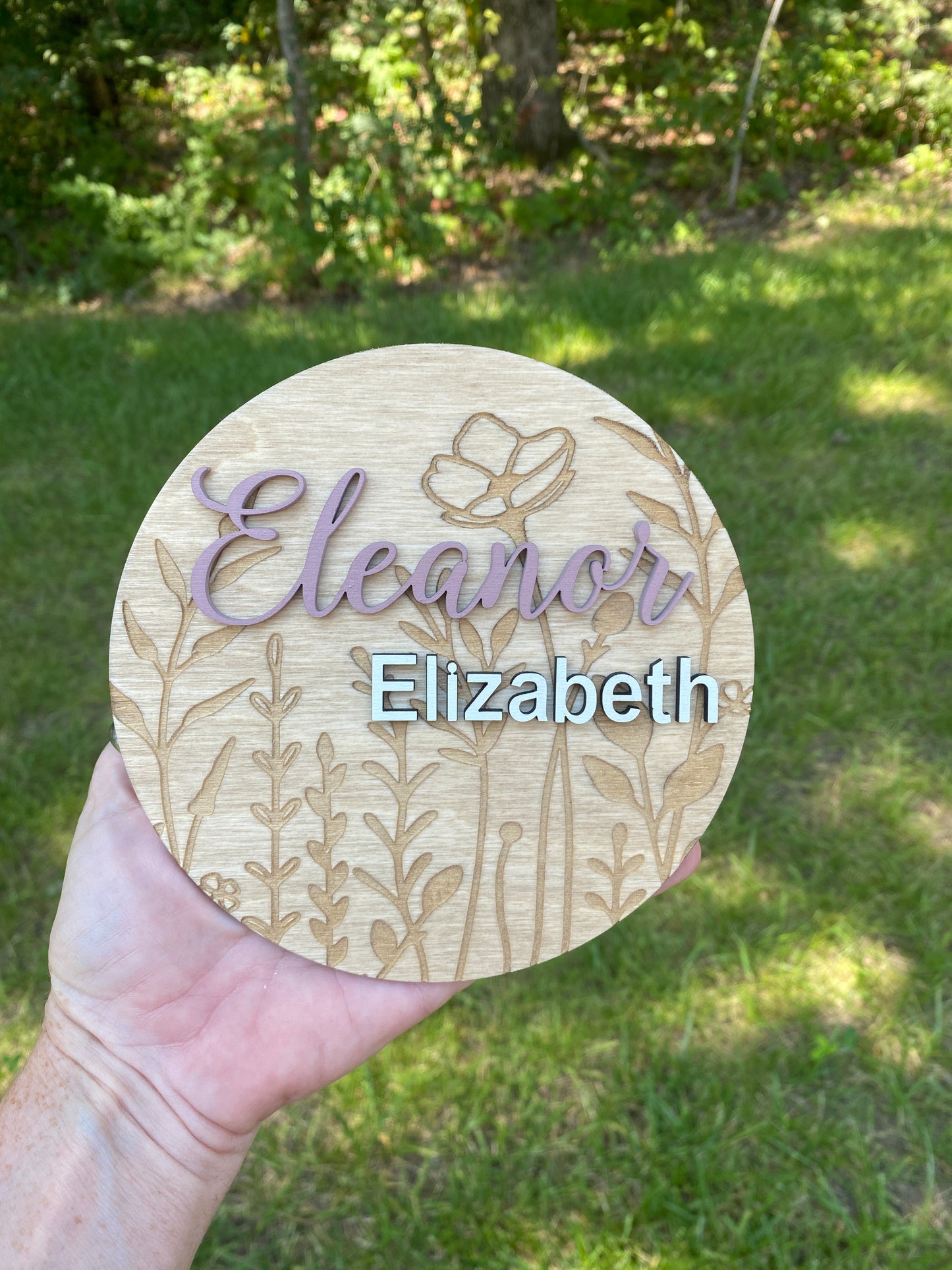 Personalized Wildflower Baby Name Announcement Sign