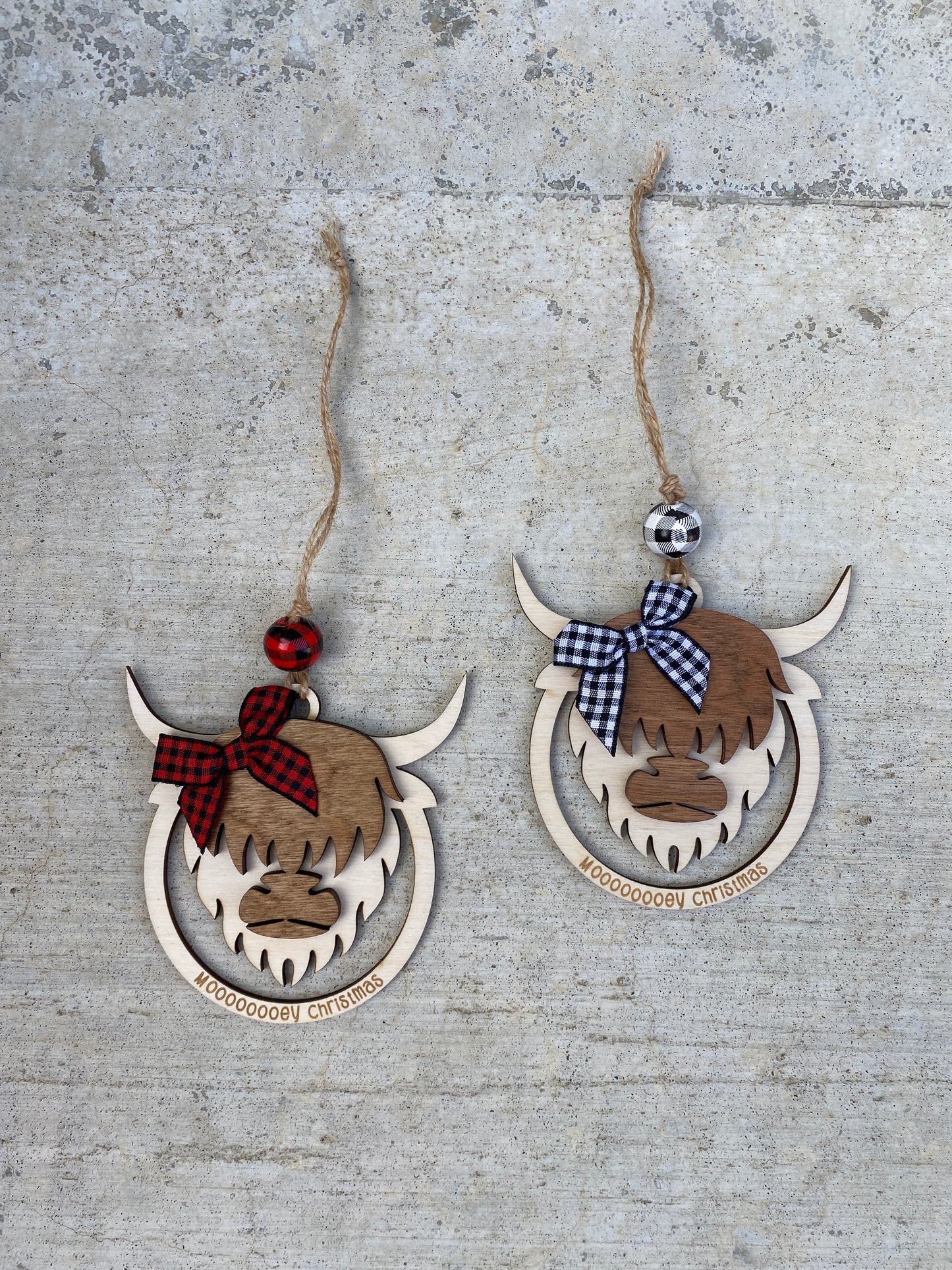 Highland Cow Mooooooooey Christmas Ornament