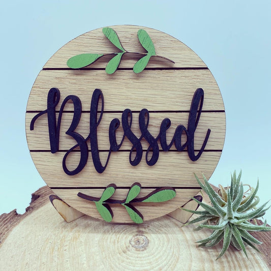 Blessed Tiered Tray Sign, Inspirational Tray Decor, Faith Tray Sign, Blessed Sign, Bless Our Home Tray Decor, Blessed Mini Sign, 3D Sign