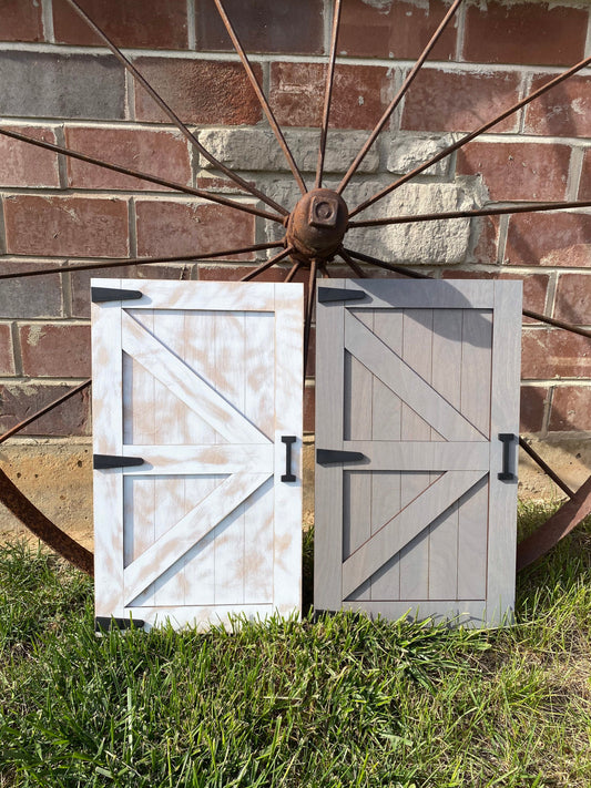 Farmhouse Barn Door Wall Decor, Gray Stained Barn Door Decor, 3D Barn Door Decor, Old Barn Door Wall Hanging, Laser Cut Barn Door Wall Decor