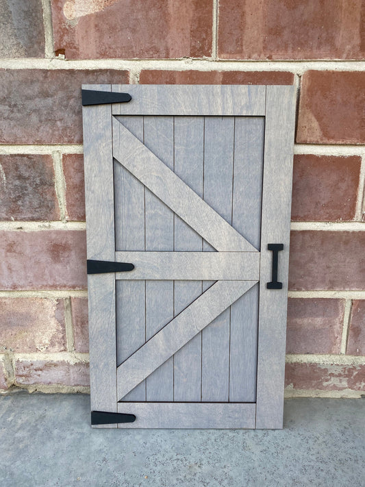 Farmhouse Barn Door Wall Decor, Gray Stained Barn Door Decor, 3D Barn Door Decor, Old Barn Door Wall Hanging, Laser Cut Barn Door Wall Decor